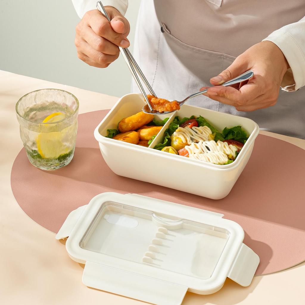 Microwaveable Japanese Bento Box for Office & Students - Fresh-Keeping, With Spoon & Chopsticks, Convenient Compartmented Lunch Box