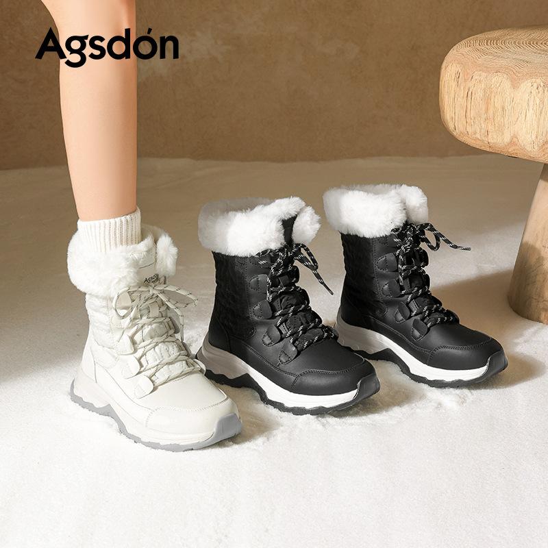 Outdoor-Schneestiefel Neue Winter-Dicke Sohle Fleece Verdickt Lässig Weiße Martin-Stiefel