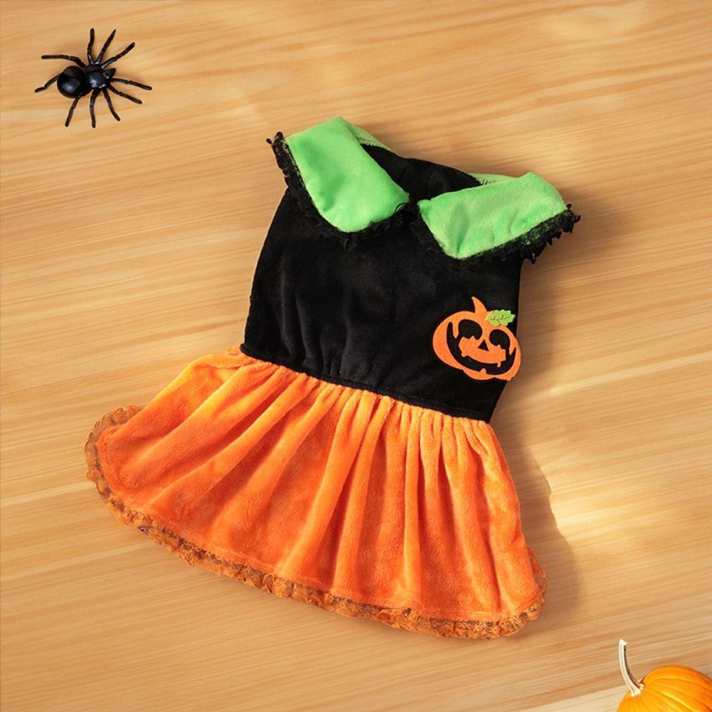 Pumpkin Pattern Halloween Dog Costume Creative Pet Cosplay Costume Dog Pumpkin Dress Cosplay Party