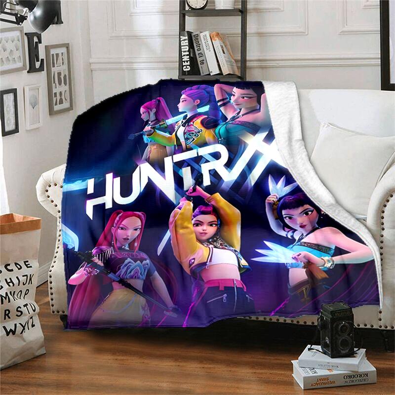 1pc Blanket Kpop Hunter5 Print Design, Lightweight Blanket for Sofa, Bed- Soft &Warm, Gift for All Seasons like Christmas, Halloween