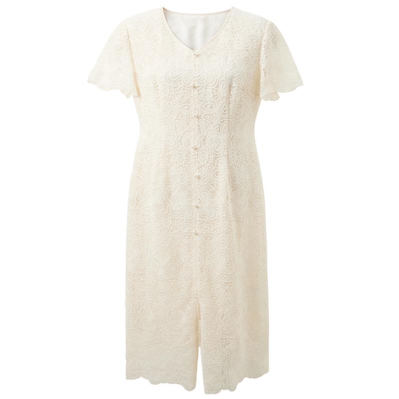 Sancai Plus Size Old Money Style Embroidered Dress M