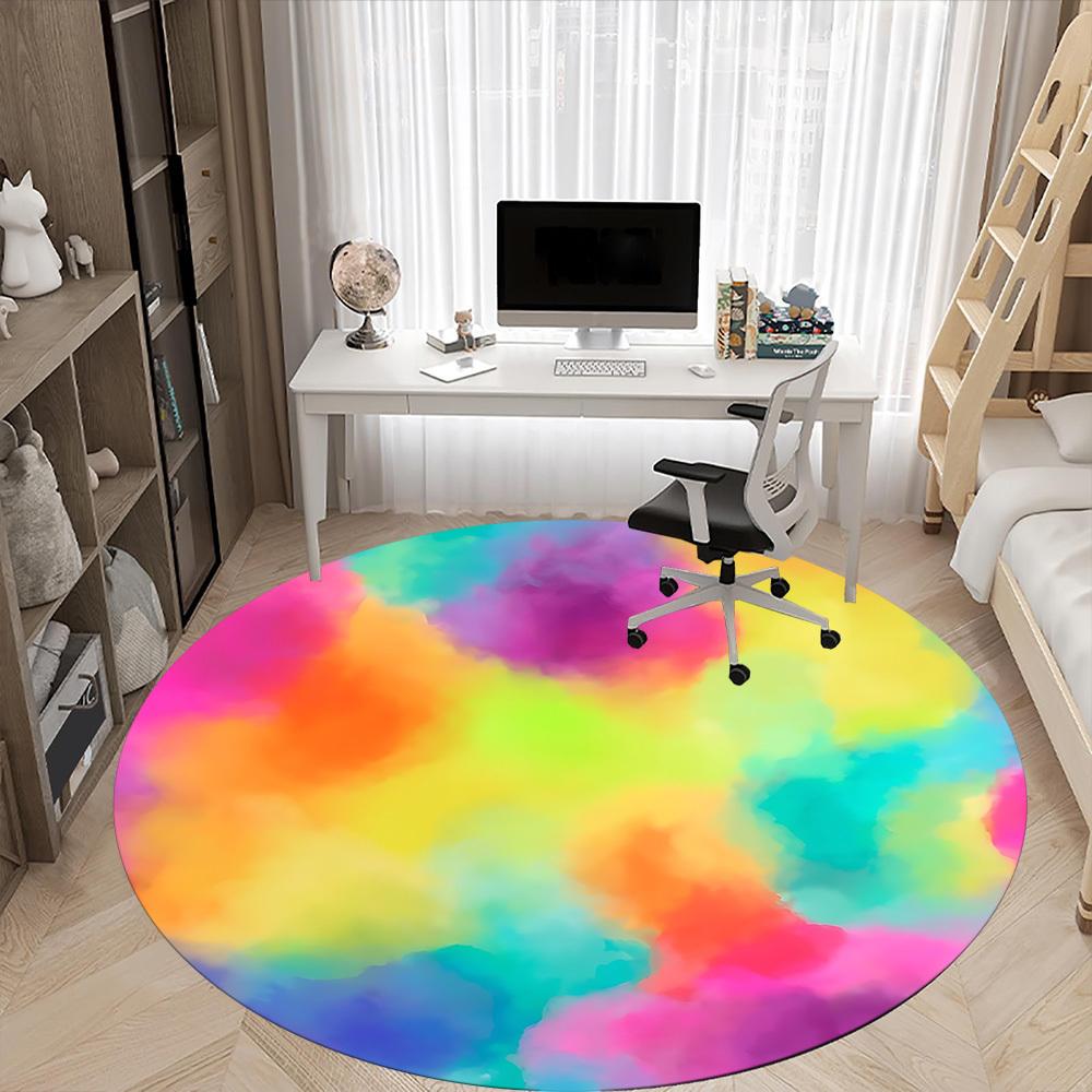 1 Stück bunter abstrakter Stuhlteppich für das Büro, rutschfester, waschbarer Polyesterfaser-Teppich für den Innenbereich, Matte für das Büro, maschinenwaschbar