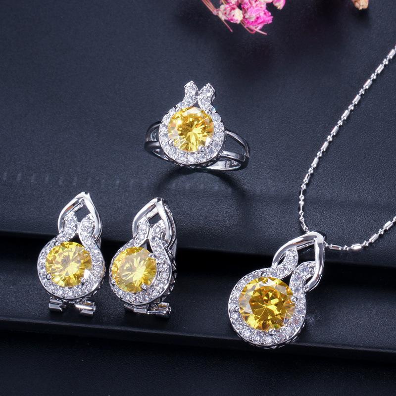 Jewelry Necklace Set, Simple Zircon Three-Piece Set.