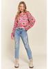 Handmade Crochet Rainbow Block Pullover: Forest Style Round Neck Long Sleeve Sweater