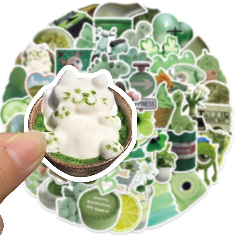 10/60Pcs Green Indie Pop Sticker Ins Style Indie Pop Sticker Graffiti Stickers for DIY Luggage Laptop Skateboard Motorcycle Bicycle Stickers