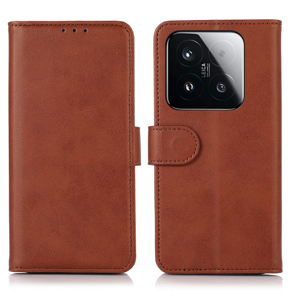 For Xiaomi 15T Case Cowhide Texture Leather Wallet Phone Cover with Stand