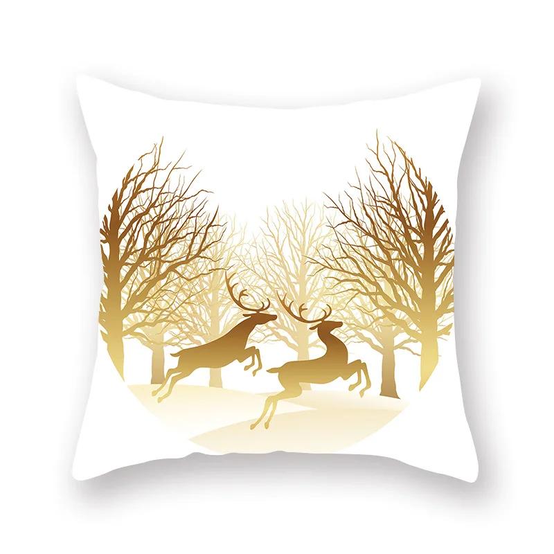 Cushion Golden Christmas Pillowcase Car Sofa Bed  Decorative Sofa Cushion Covers Navidad  Cover
