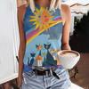 Summer Funny Face Cat 3D Print Tank Tops Women Fashion Streetwear Oversized O-Neck Oest Off Shoulder Sleeveless Woman Camisole