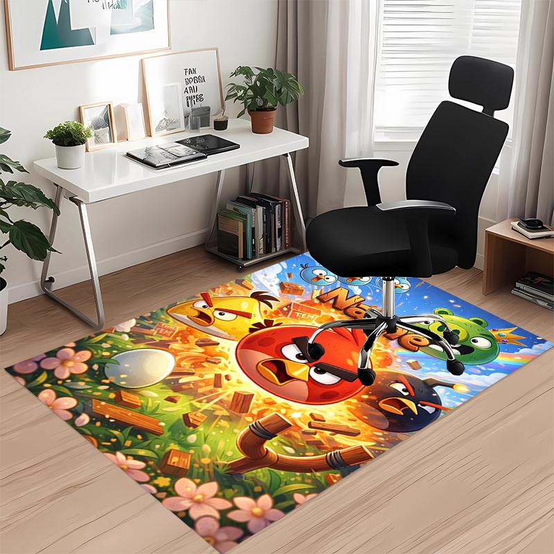 Custom Name Angry Birds Printed Carpet Rug For Office Chair Living Room Bedroom Kitchen Room Decor Gifts