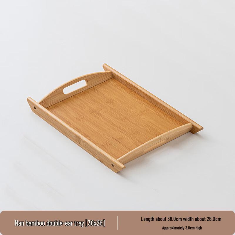 Rechteckiges Verdicktes Bambus-Serviertablett mit Griffen