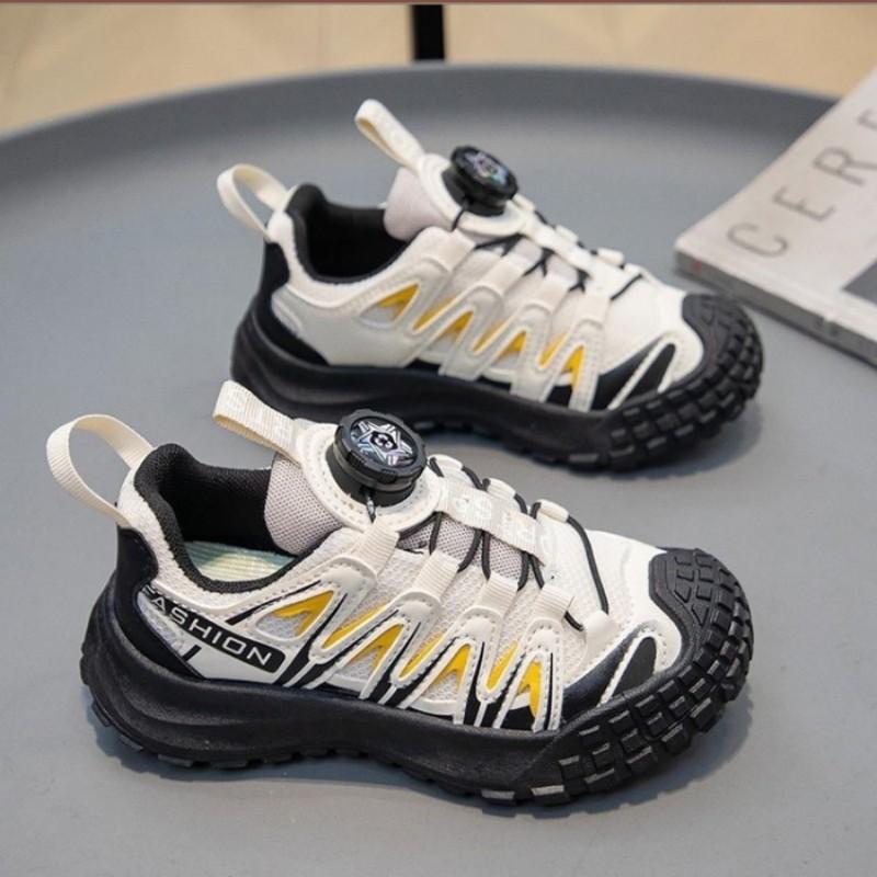 2025 Autumn New Boys' Tire Bottom Sports Shoes Double Mesh Girls' Rotating Buckle Ultra Light Bottom Leisure Running Shoes 26-37