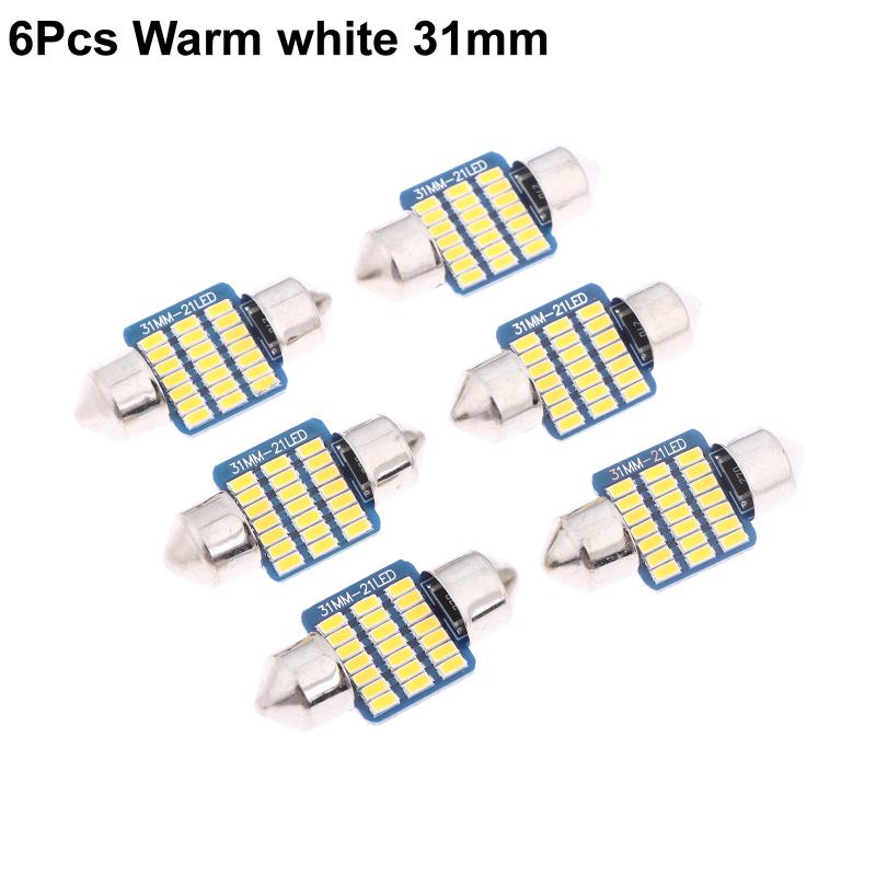 6Pcs C5W Led Bulbs Canbus Festoon Led For Car Interior Dome Trunk License Plate Lights 12V 300Lm 6500K White