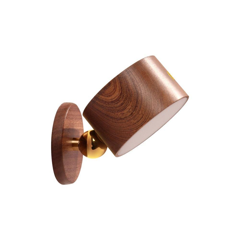360° Rotating Wooden Wall Mounted Lamp Touch Control Dimmable LED Wall Sconce Double-sided Magnetic Mountin