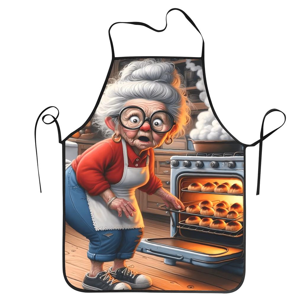 Funny Baking Grandma Apron Cute Household Kitchen Accessories Barbecue Manicure Aprons Without Pocket