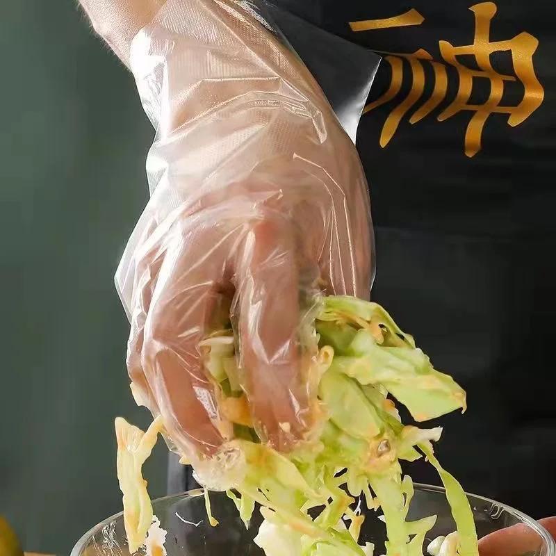 Disposable Plastic Gloves Transparent Waterproof Gloves for Kitchen Restaurant Fried Chicken BBQ Disposable Tableware Wholesale