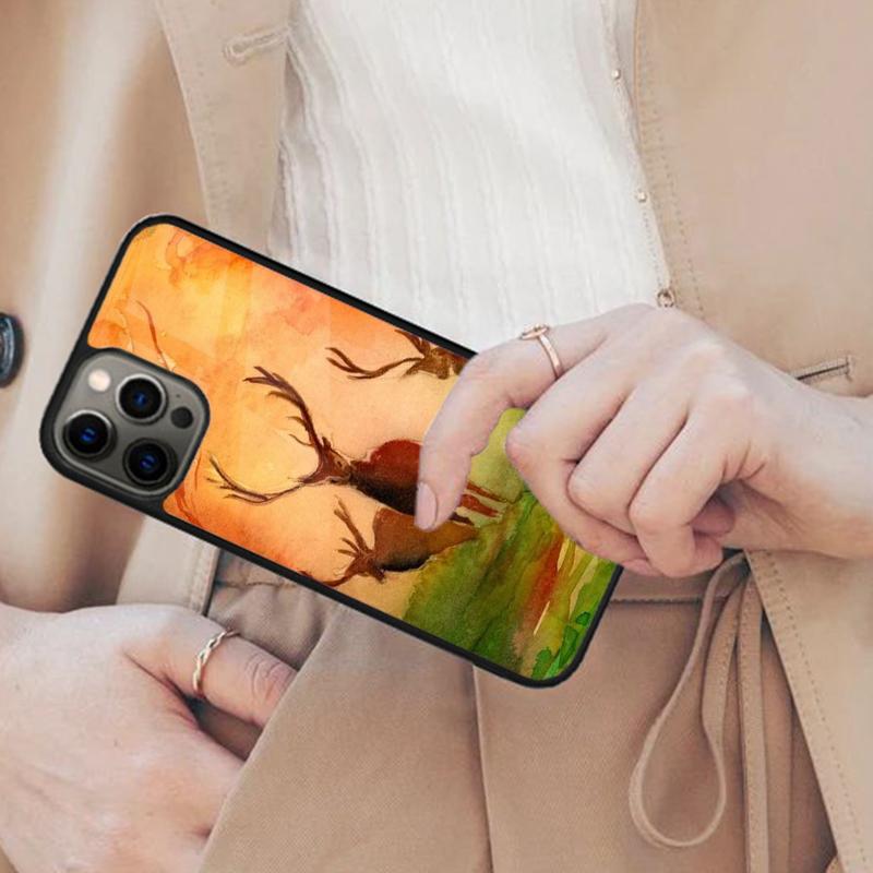 

Autumn Geometry Stag - Seasonal Magnetic Phone Case For iPhone 17 Air 16 14 13 12 Pro Max 15 Plus Wireless Charge MagSafe Cover iPhone 14