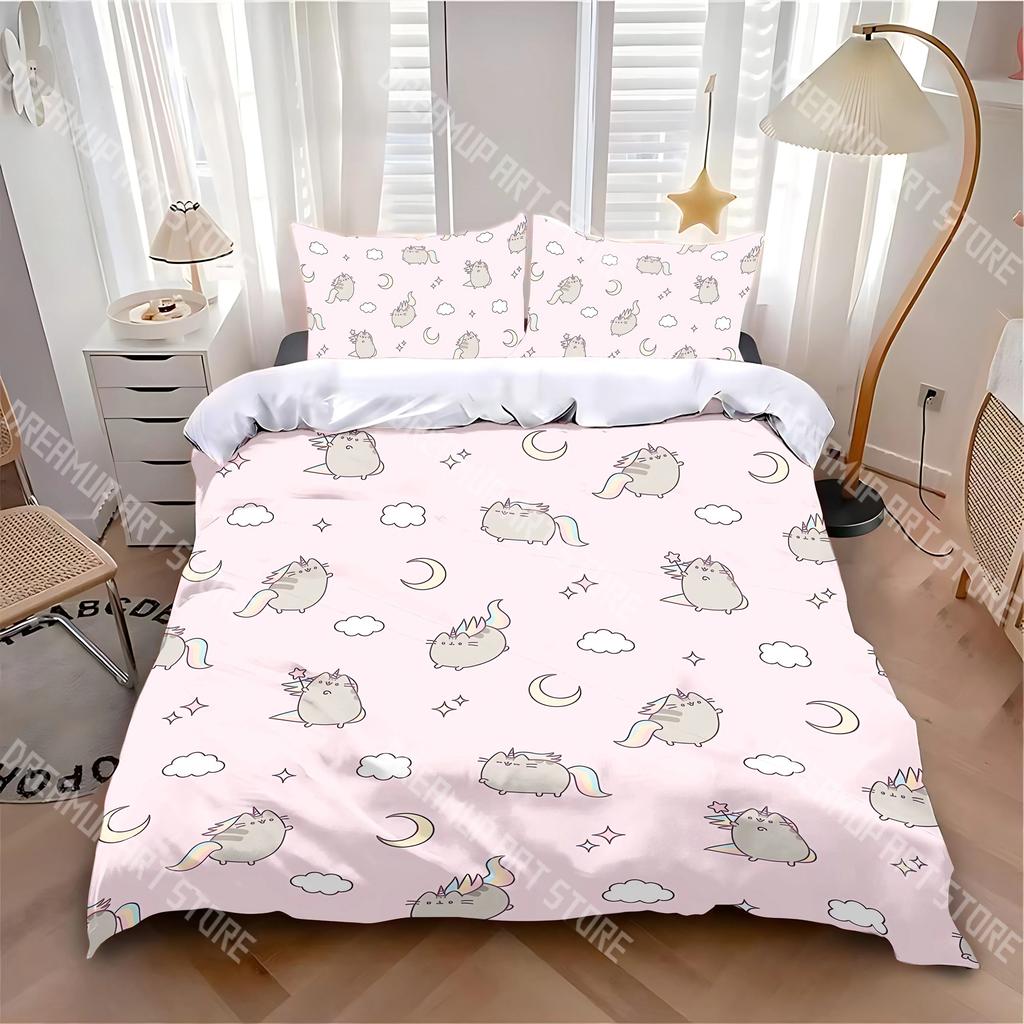 Copripiumino Federa Set Biancheria da Letto Cartone Animato Gatto Adulto Ragazzo Ragazza Decorazione Camera da Letto Bambini Singolo Matrimoniale Grande Taglia