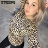 WTEMPO Leopard Print T-Shirts Women Long Sleeve Spring Fall Slim Korean Blouses Female All-match Casual O-Neck Tops