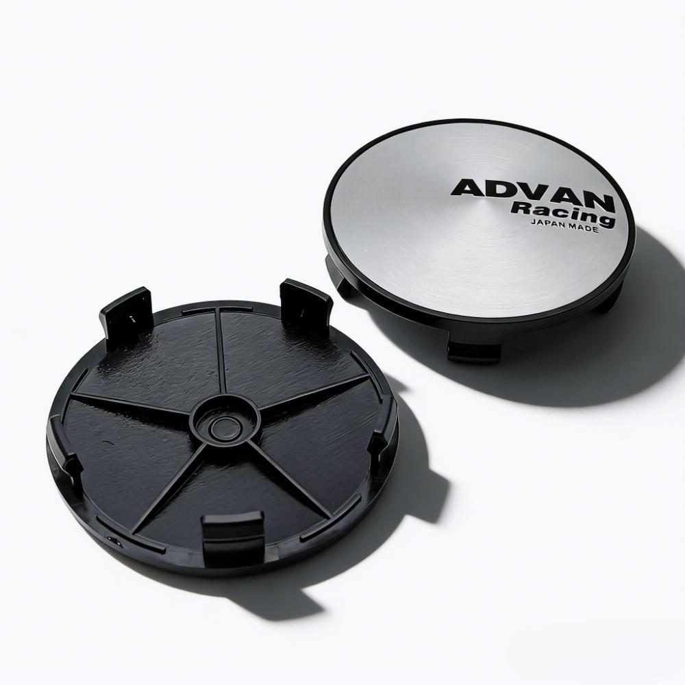 4pcs Silver Black Advan Racing Logo Emblem Car Wheel Center Caps 68MM 63MM Wheels Hub Cap Rim Hubcaps Dust Cover Car Accessories