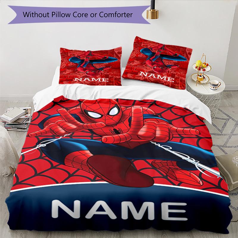 3pcs Spider Man5 Cover Set - Personalized Name, HD Printed Bedding with 1 Cover and 2 Pillowcases - Perfect for Home Decor, Easy Care
