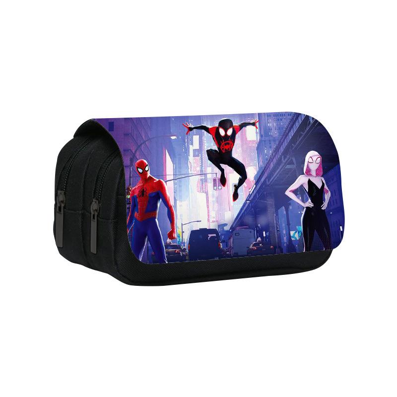 Spider-Man Double Pencil Case, Student Stationery Storage Bag, Large-Capacity Stationery Bag Double layer pencil case