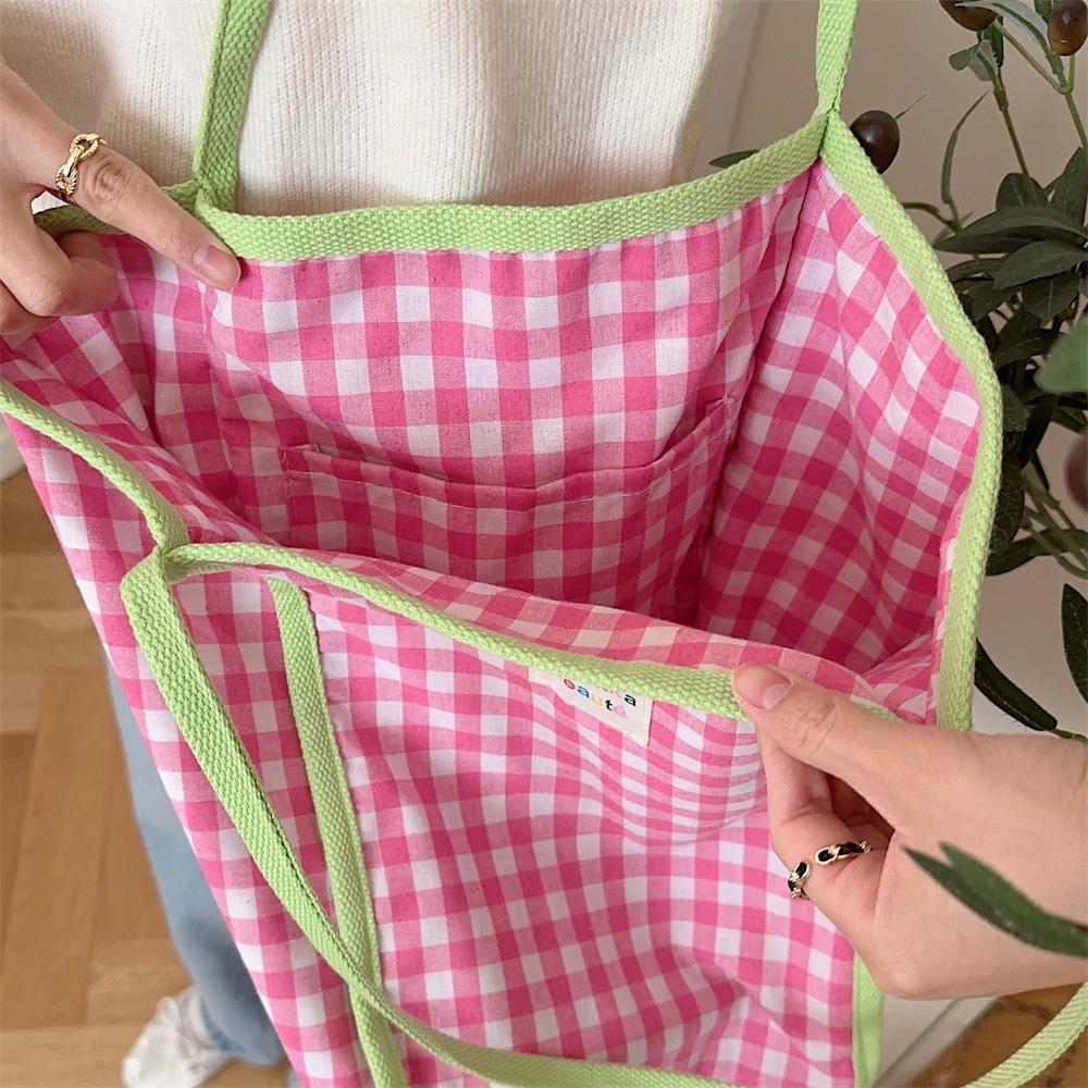 Retro Plaid Shoulder Bag Canvas Handbags for Women Large Capacity Tote Bags for Women Female Student Book Bag