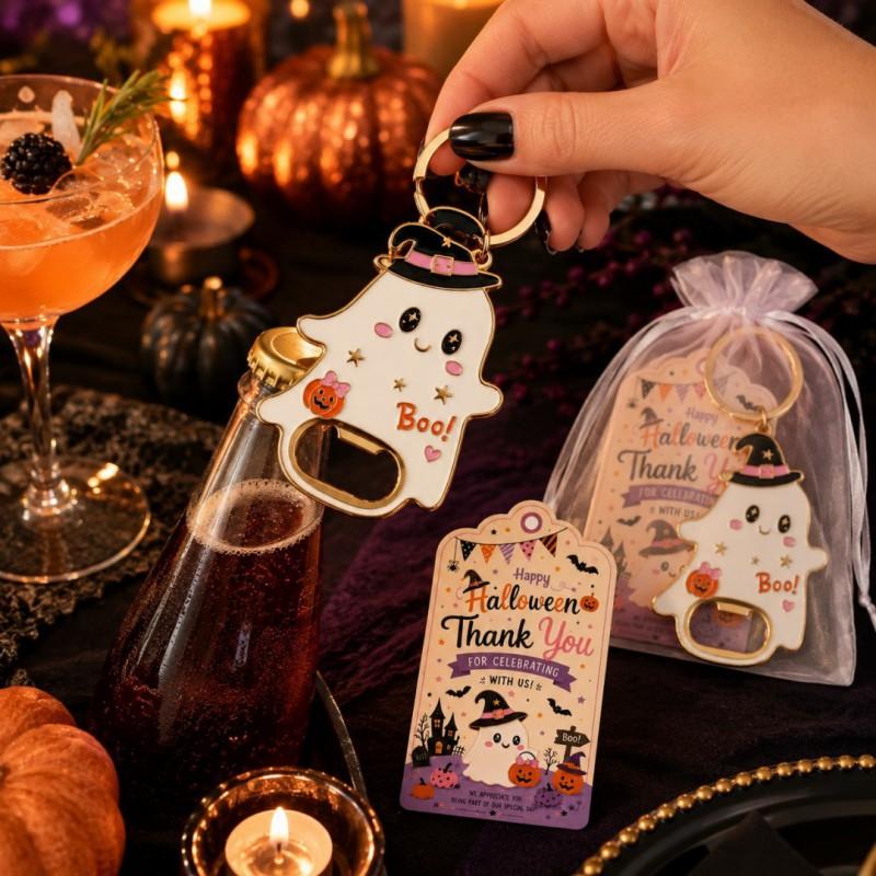 Halloween Ghost Pumpkin Bottle Opener Keychain Set Dia De Los Muertos Party Decorations Favors