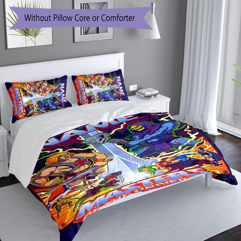 3pcs Custom Name He-Man and the Masters of the Universe Set,Includes 1 Duvet Cover and 2 Pillowcases,All-season Bedroom Decor