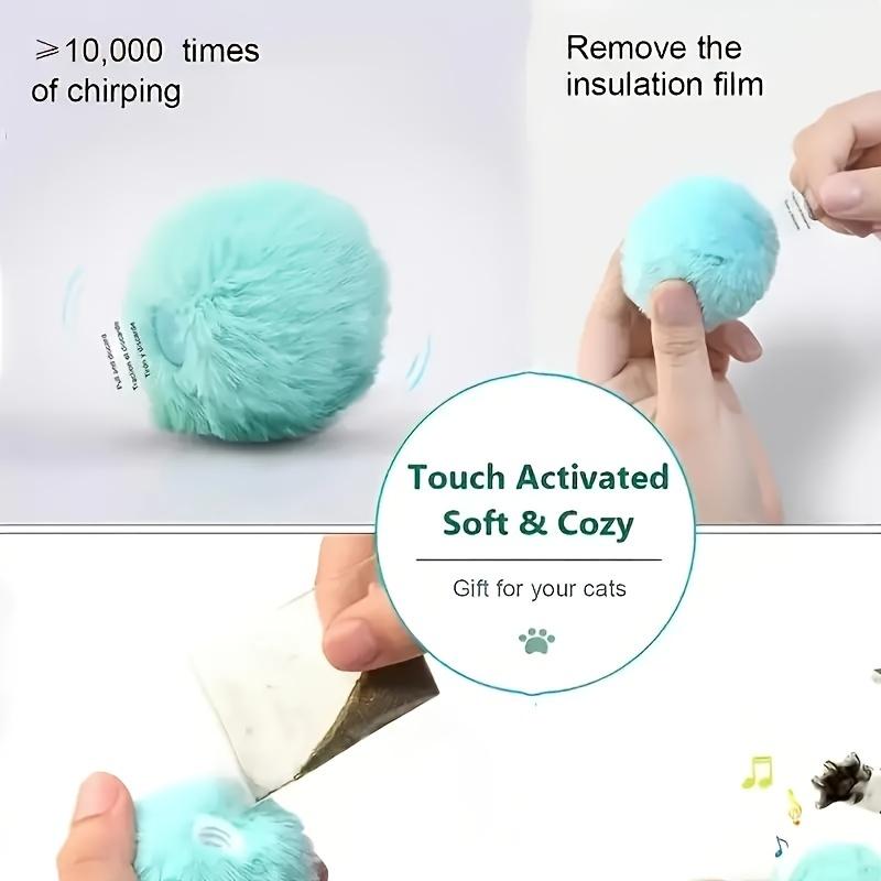 1pcs 3pcs Interactive Cat Plush Toy Ball with Squeaky Sound - Fun Training Toy for Playtime and Exercise
