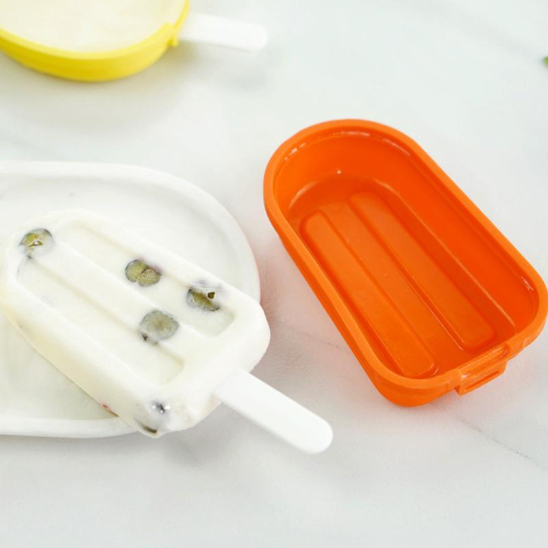 4PC Silicone Ice Cream Mold Reusable DIY Fruit Ice Cream Maker Popsicle Moulds