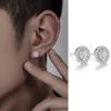 Shattered Zircon Stud Earrings For Men Boys Titanium Steel Round Small Earrings Minimalist Jewelry Gifts