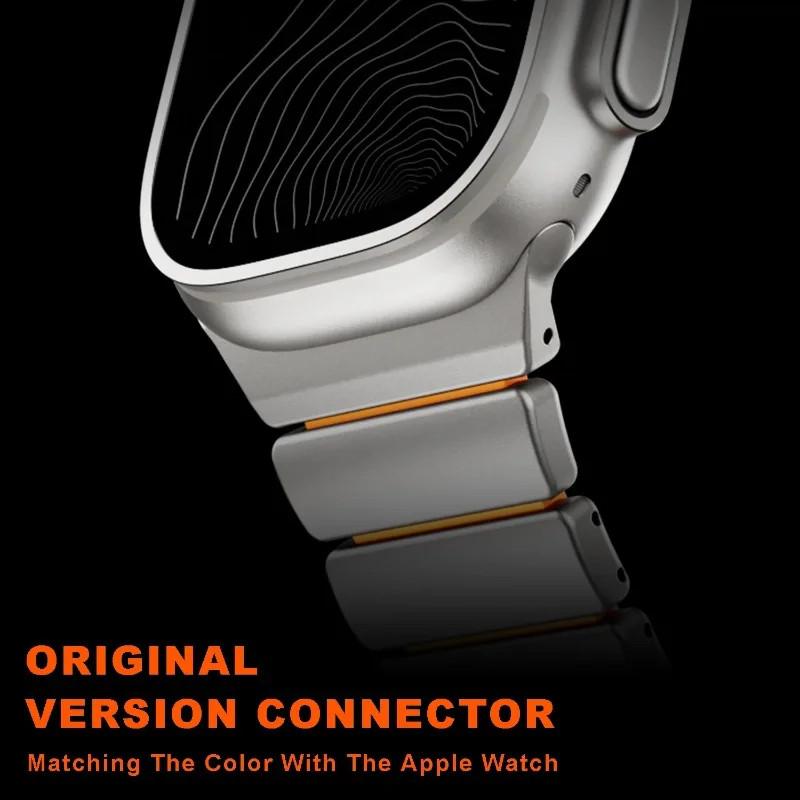 Titanium Silicone Metal Band For Apple Watch Ultra 2 3 49mm S11 S10 46mm 42mm 38 40 41 44 45mm For iWatch SE 9 8 7 6 5 4 3 2 1