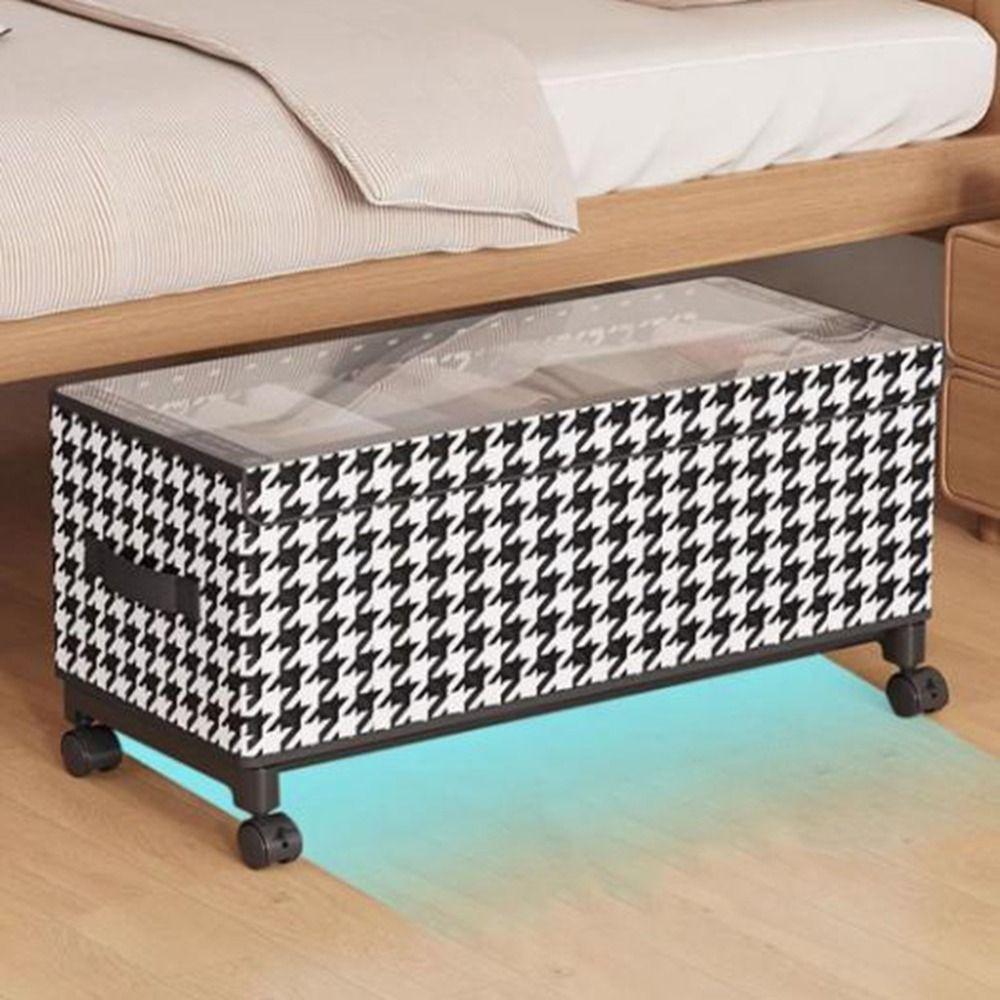Large Capacity Mobile Under Bed Organizer Space Saving Transparent Cover Storage Box  for Home