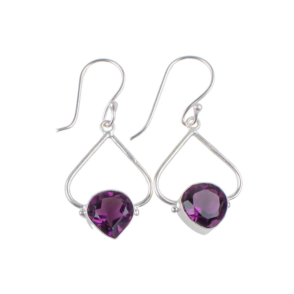 Amethyst Gemstone 925 Sterling Silver Handcrafted Earrings 1.80" Gift For Women EE-33-3