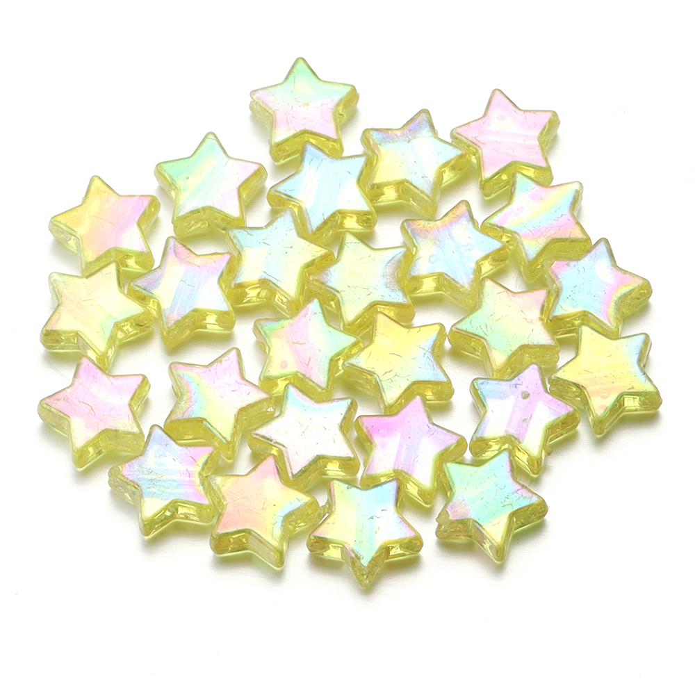 100pcs/Lot AB Plated Pentagram Star Acrylic Beads For Jewelry Making Five Pointed Star Beads DIY Bracelet Necklace Loose Beads