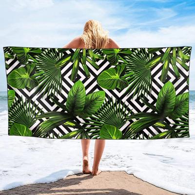 Green Leaf Pattern Beach Towel for Family Stuffs Friend Gift Quick-Dry Sand Free For Bath Yoga Beach Camping Swimming GYM Travel