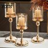 Glass Cover Candle Lantern Holder, European Style Pillar Metal Tall Candlestick for Tabletop Holder Candles And Tealights, Romantic Table