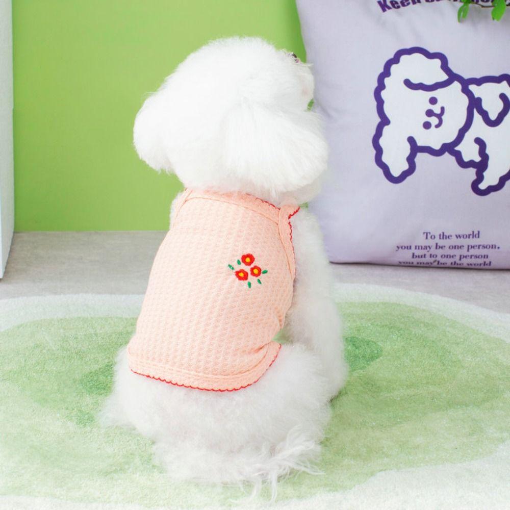 Breathable Floral Embroidery Thin Shirt XS~XL Pet Clothes Casual Dog Sling Vest  Spring/Summer