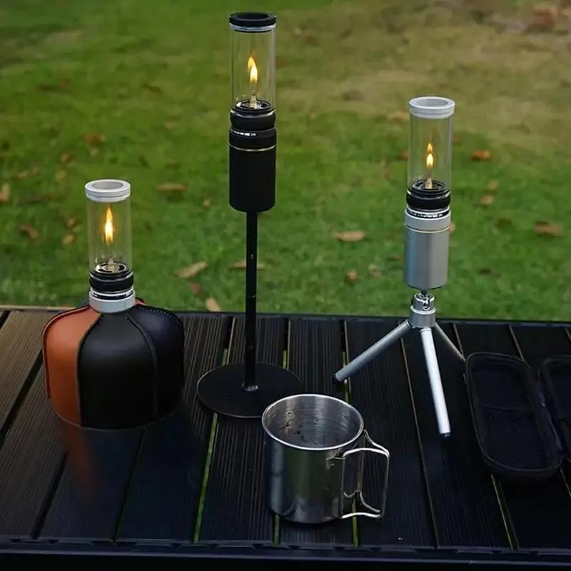 Portable Camping Tent Gas Lamp Outdoor Gas Candlelight Windproof Adjustable Gas Candlelight Lantern for Camping Accessories