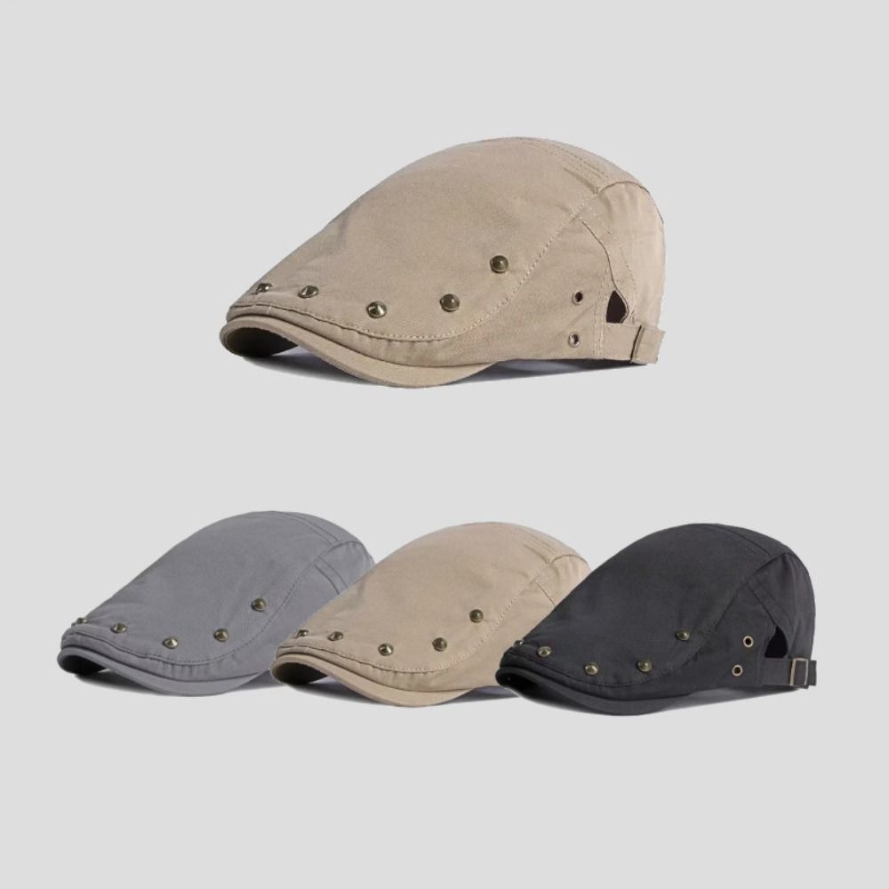 Cotton Forward Cap Harajuku Retro Painter Hat Fashion Rivet Beret Forward Hat