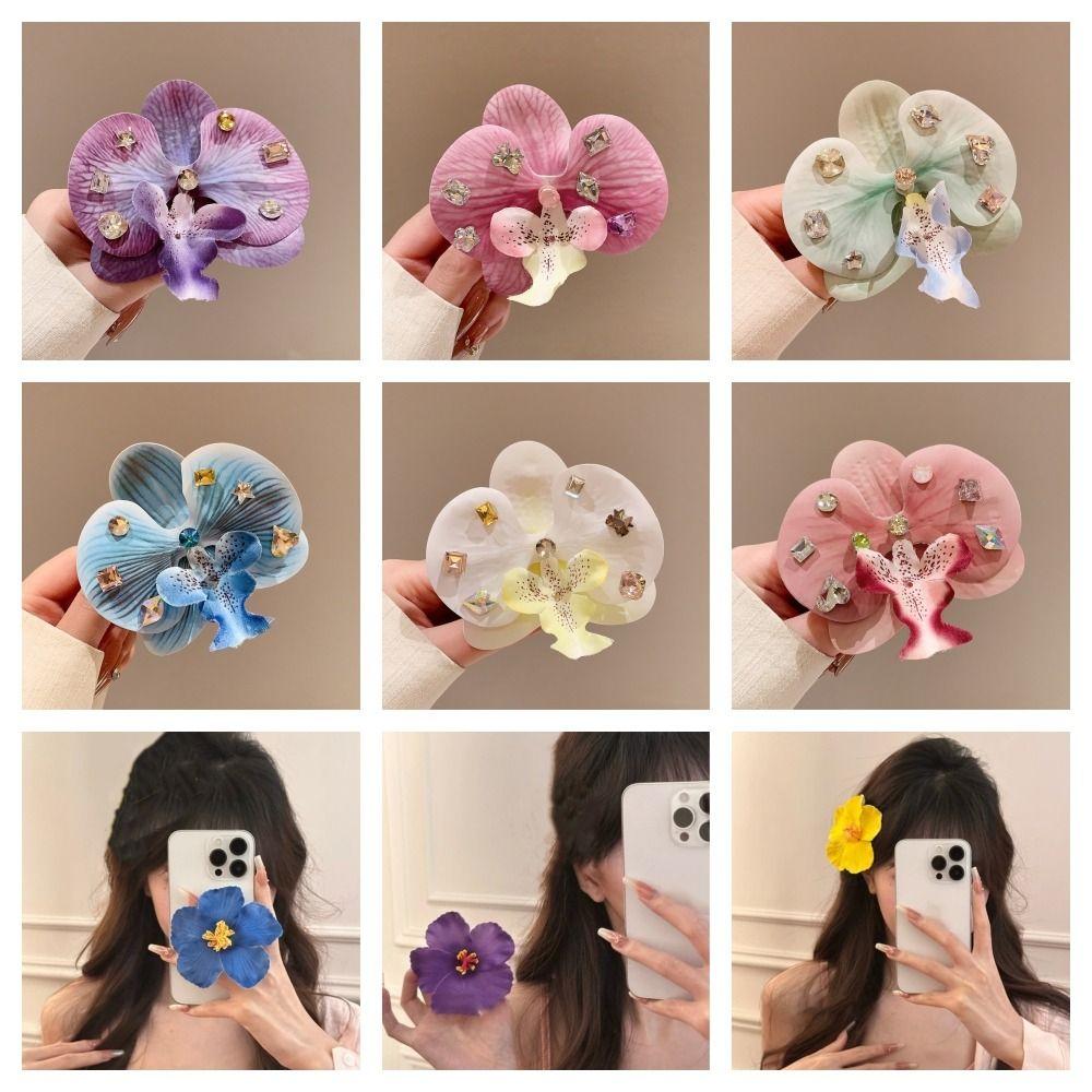 Butterfly Orchid Seaside Vacation Headwear Crystal Bohemia Barrettes  Photograph