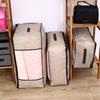 Large Capacity Foldable Storage Bag Non Woven Fabrics Lightweight Strong Quilt Clothing Storage Bag for Bedroom Closet Beige