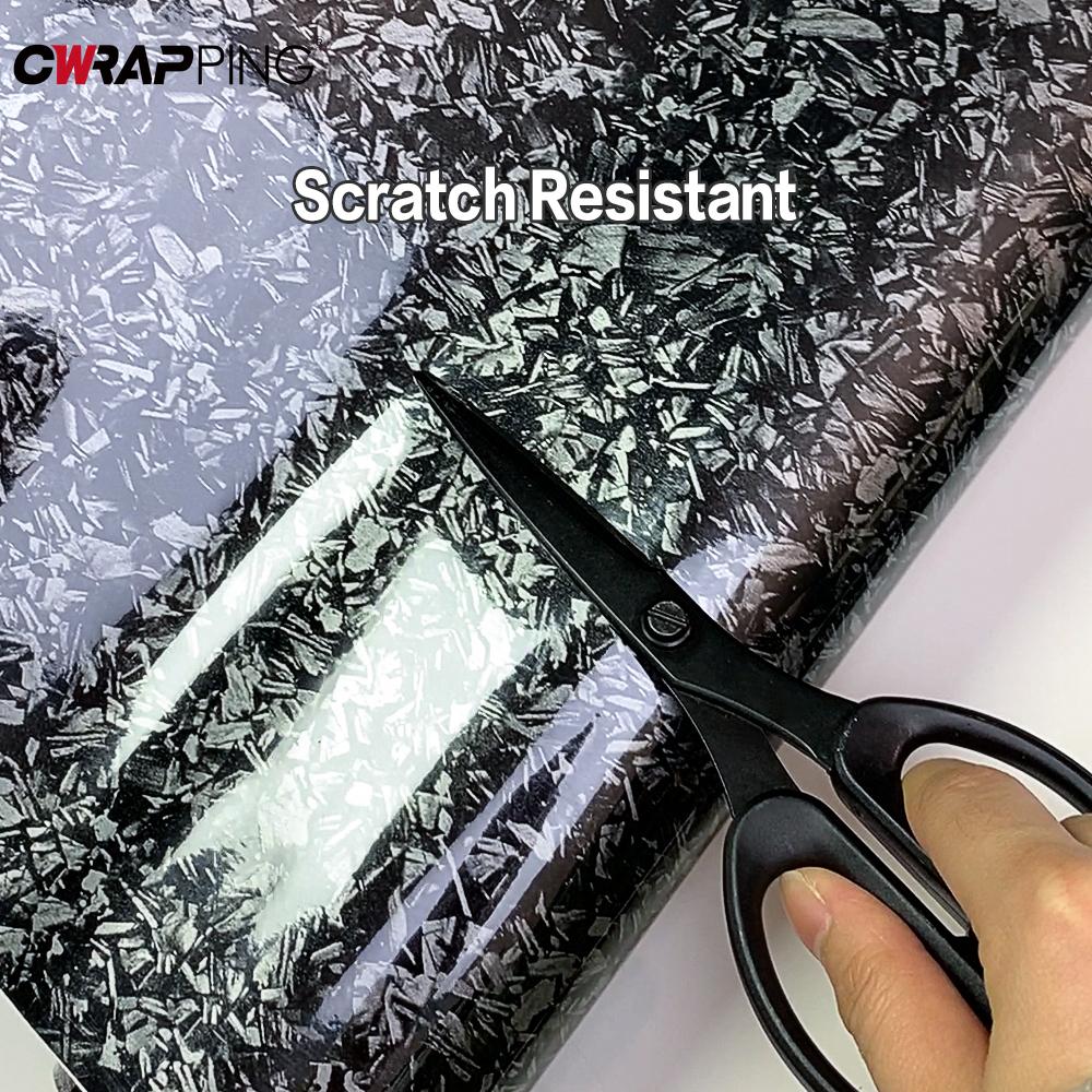 PET Forged Carbon Fiber Self Adhesive Sticker Glossy Black Auto Body Waterproof Wrap Motorcycle Scooter Computer Car Accessories