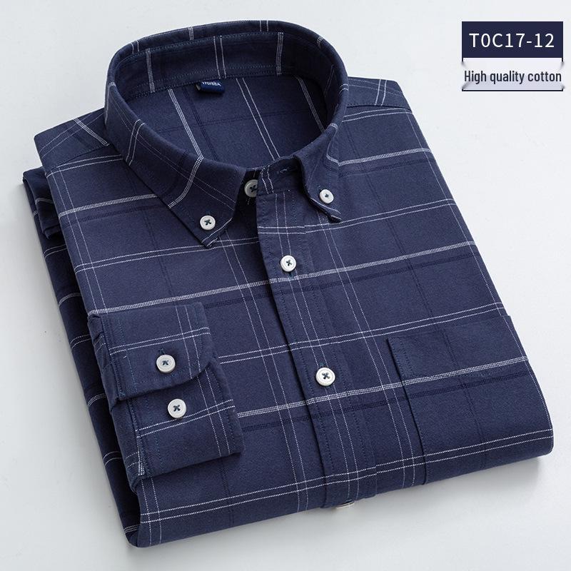 Men s Spring Long Sleeve Washable Cotton Oxford Shirt S