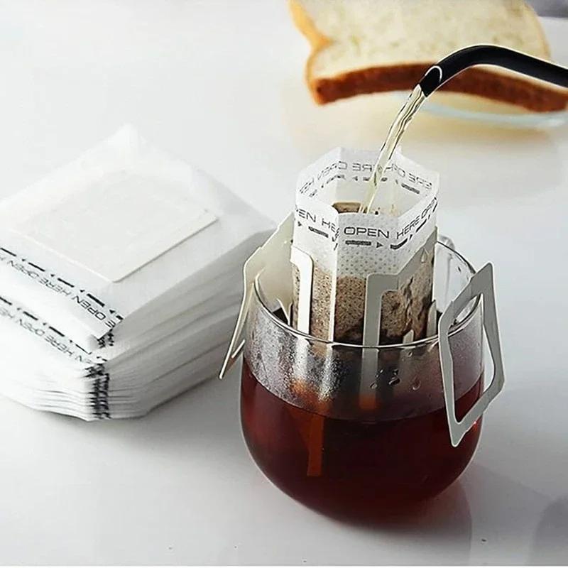 25-500Pcs Portable Coffee Filter Paper Bag Hanging Ear Drip Coffee Bags Office Home Single Serve Disposable Pour Over Filter Bag