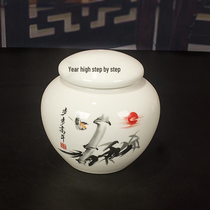 Airtight Blue & White Porcelain Ceramic Honey Jar with Twist-on Silicone Lid