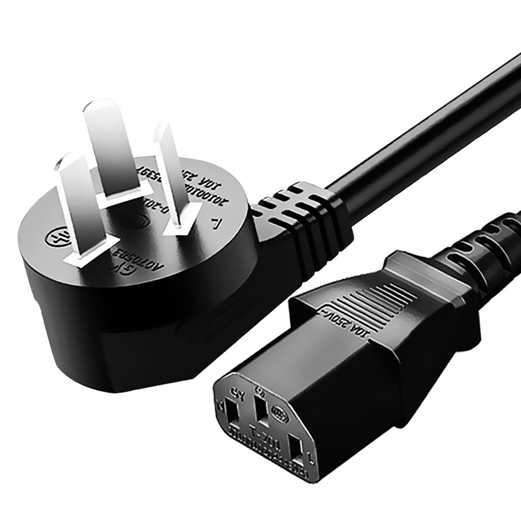 National Standard 3-Pin Plug Power Cord, C13 Connector, Pure Copper, 3-Core, 0.75/1/1.5/2.5mm².