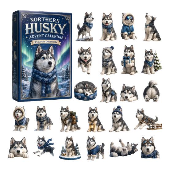 Acrylic Collectible Toys 2026 Dog Christmas Advent Calendar, 24-Day Ornament Set with Mini Puppy New Year Celebration Gift Figures, 2D