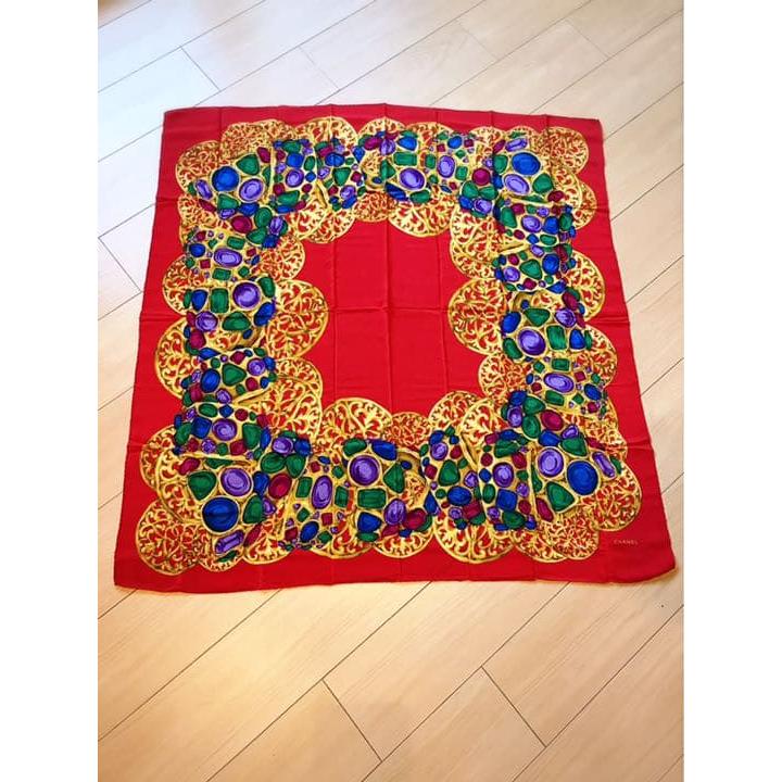Used [Good Condition] CHANEL Jewel Pattern Large Scarf Vintage