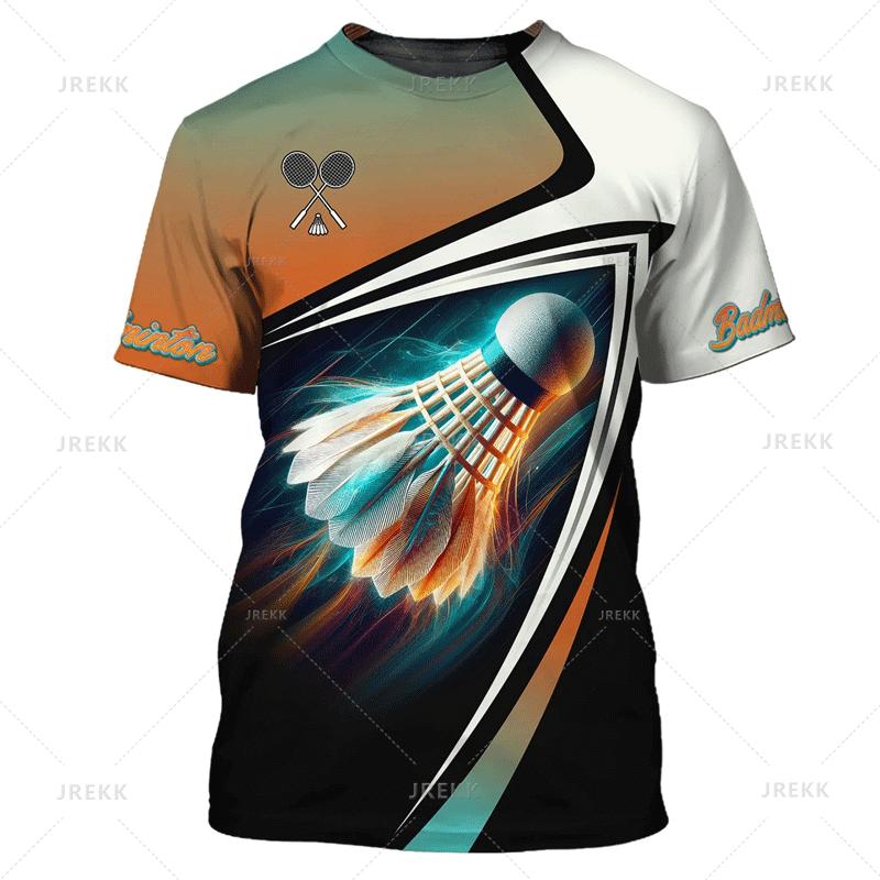 Summer Vintage 3D Sports Badminton Printing T Shirt Kids Fitness Lovers Graphic Short Sleeves Gym Fashion Streetwear T-shirts Clothes